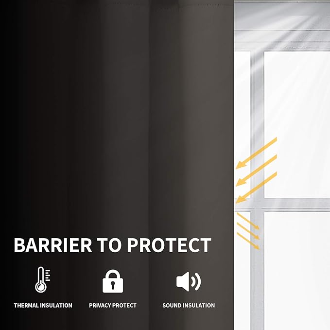 Easy-Going Blackout Curtains for Bedroom, Solid Thermal Insulated Grommet and Noise Reduction Window Drapes, Room Darkening Curtains for Living Room, 2 Panels (52x96 in,Taupe)