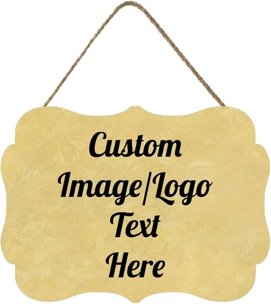 Personalized Wooden Welcome Sign Front Door Decor - Customized Image/Text Hanging Sign for Home Office - Farmhouse Decorations 11.2 * 8 Inch