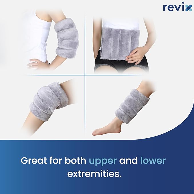REVIX Microwave Heating Pad for Knee Support, Heated Knee Wrap with Moist Heat for Stiffness, Elbow & Joint, Microwavable Hot or Cold Compress for Women & Men