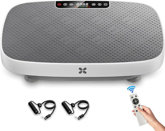 Vibration Plate Exercise Machine, Ultra-Quiet Vibration Plate for Lymphatic Drainage & Body Toning, Whole Body Vibration Platform with Bluetooth, Resistance Bands, Home Gyms Equipment