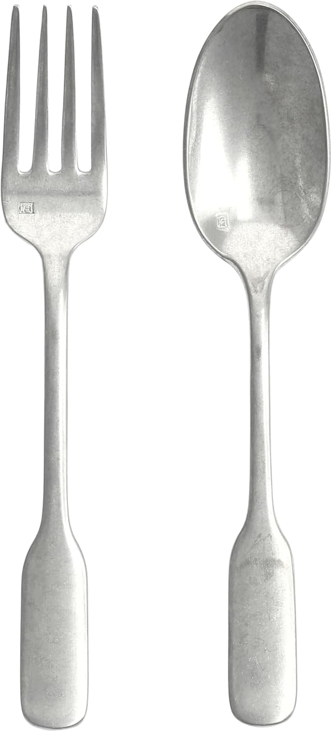 Fortessa Ashton 18/10 Stainless Steel, 2 Piece Serving Set, Antiqued Silver