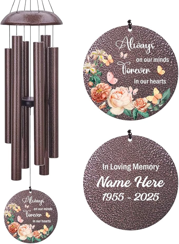 Personalized Memorial Wind Chime, Metal Wind Chime Deep Tone, Wind Chimes for Loss of Loved One, Commemorative Sympathy Bereavement Gifts, Decorative Wind Chimes Outdoor