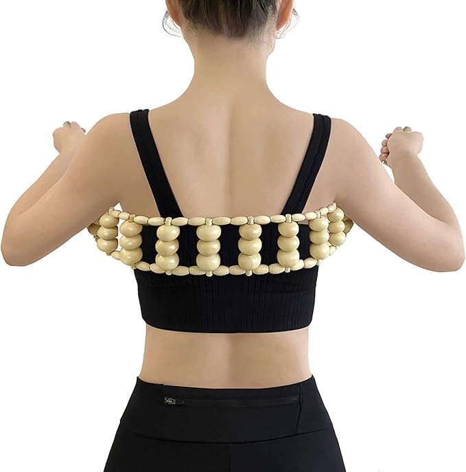 Wood Back Massage Roller Rope, Portable Wood Therapy Cellulite Massage Tools, Handheld Lymphatic Drainage Massager, Multi-Functional Manual Massage Roller Rope Strap for Full Body Muscle Pain Relief