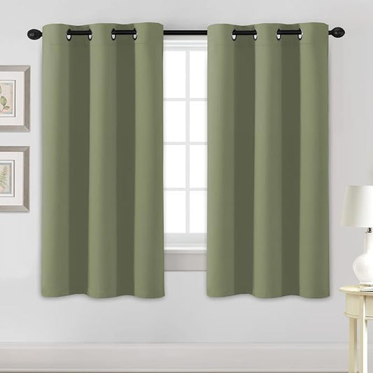 H.VERSAILTEX Blackout Curtains for Bedroom Thermal Insulated Room Darkening Living Room Curtains 63 Inch Long Grommet Privacy Protection Window Curtain Panels/Drapes for Nursery, 2 Panels, Sage