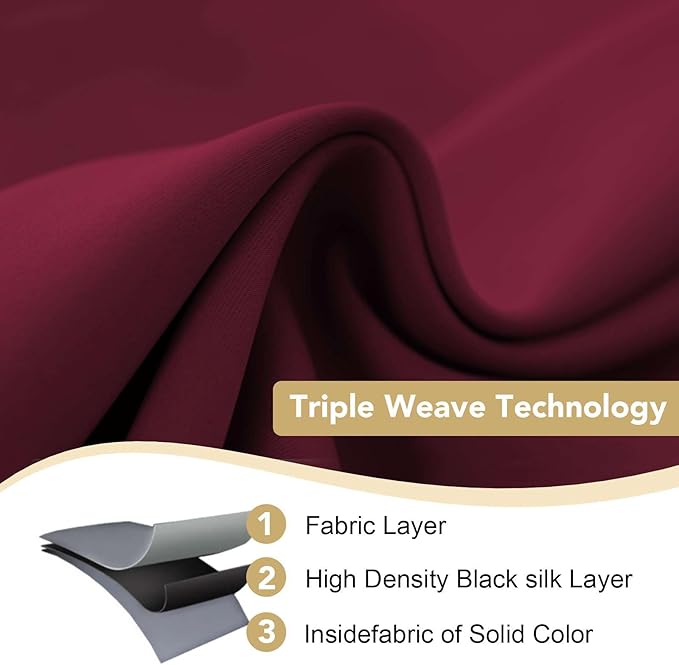 H.VERSAILTEX Christmas Curtains for Bedroom Thermal Insulated Room Darkening Living Room Curtains 84 Inch Long Grommet Privacy Protection Window Curtain Panels/Drapes for Nursery, 2 Panels, Burgundy