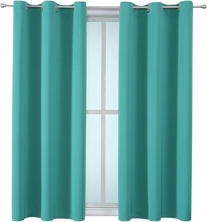 ChrisDowa Grommet Room Darkening Curtains for Bedroom and Living Room - 2 Panels Set Thermal Insulated Blackout Curtains (Teal, 38W x 54L)