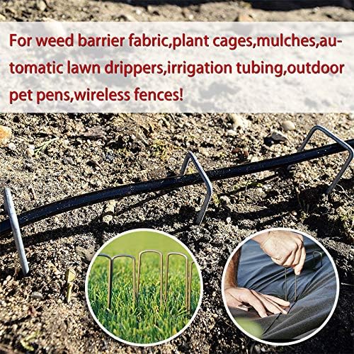 Petgrow 6 Inch Garden Stakes Galvanized Landscape Staples,U-Type Turf Staples for Artificial Grass, Rust Proof Sod Pins Stakes for Securing Fences Weed Barrier, Outdoor Wires Cords Tents Tarps