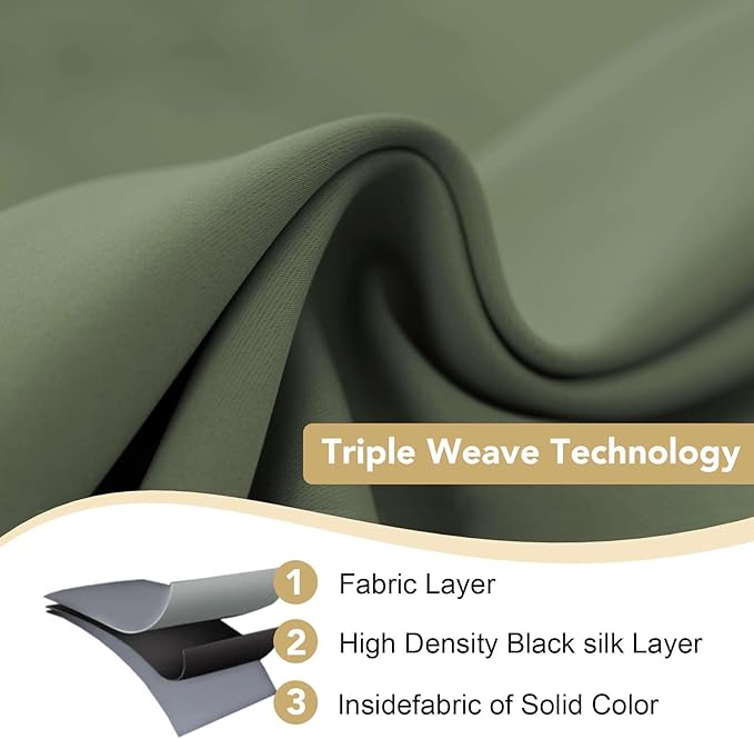 H.VERSAILTEX Window Treatment Blackout Thermal Insulated Room Darkening Solid Grommet Curtains/Drapes for Bedroom (Set of 2 Panels,52 by 63 Inch Long, Bronze Green)