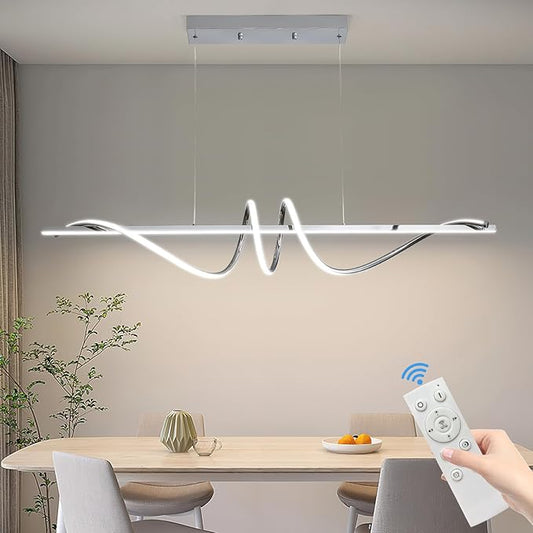 Modern Ceiling Chandelier Light, Acrylic Anti Flicker Pendant Lamp with Remote Control Dimmable 3 Color Mode & Brightness for Kitchen Bar