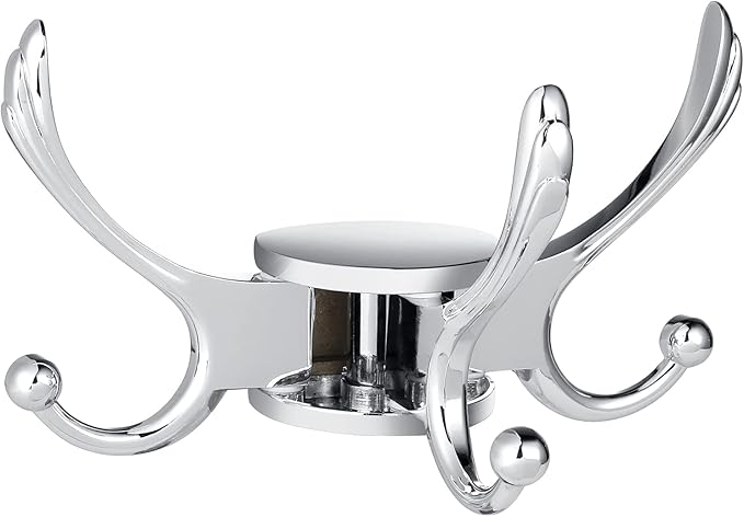 Heavy Duty Swivel Coat Hook Space Saving Towel Rope Hook Wall Mount Triple Swing Arms for RV Bathroom Kitchen Garage,Polished Chrome