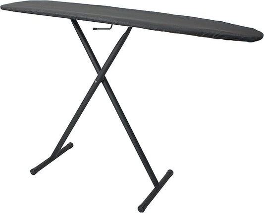 54" Full-Size Adjustable Ironing Board w/Thick Pad Cover, Leg Locking System, Foldable and Collapsible, Heavy-Duty Alloy Steel Construction, Space Saving Design - Charcoal