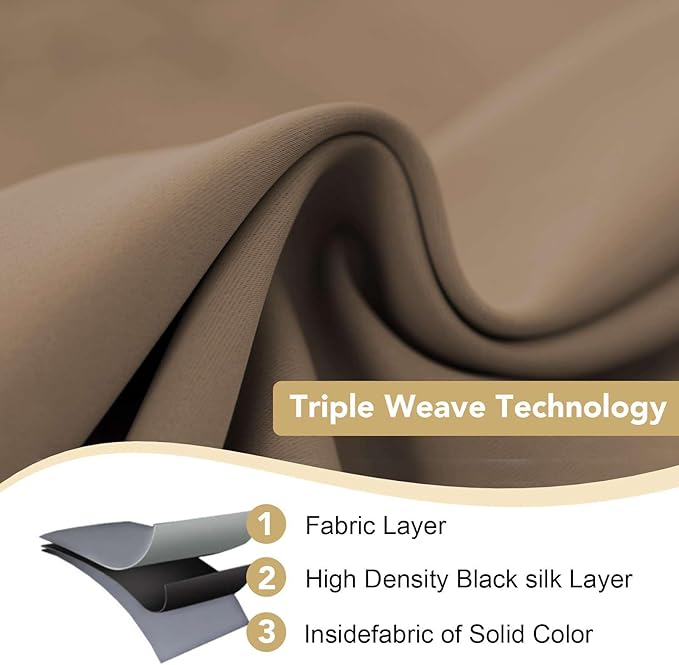 H.VERSAILTEX Blackout Window Curtain Panels Thermal Insulated Room Darkening Solid Grommet Curtains/Drapes for Bedroom Privacy Protection (Set of 2 Panels,52 by 63 Inch Long, Macchiato)