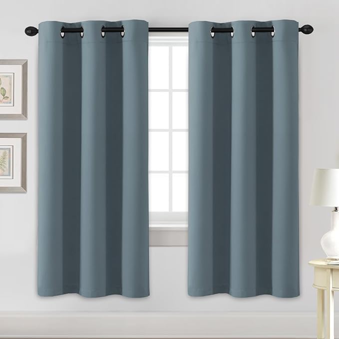 H.VERSAILTEX Blackout Curtains for Bedroom Thermal Insulated Room Darkening Living Room Curtains 72 Inch Long Grommet Privacy Protection Window Curtain Panels/Drapes for Nursery, 2 Panels,Stone Blue
