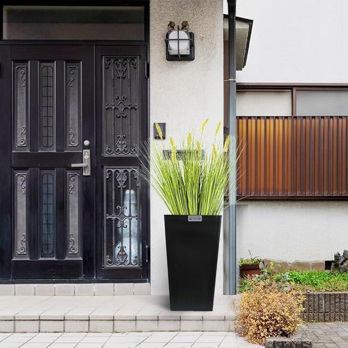 Melorca&Guilla Artificial Plants 6PCS 27“ Fake Tall Onion Grass Faux Plant,Artificial Grass Greenery Shrubs Bushes for Garden Porch Window Box Shop Office Home Décor