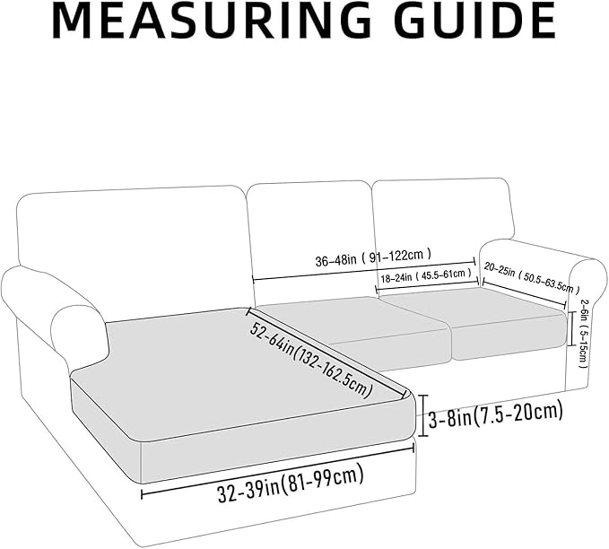 hyha Waterproof Couch Cushion Covers for Pets, Non Slip Sofa Seat Cover for Dogs Washable, Soft Thick Stretch Jacquard Fabric, Sofa Slipcovers with Elastic Bottom (1 Chaise+2 Seater, Light Grey)
