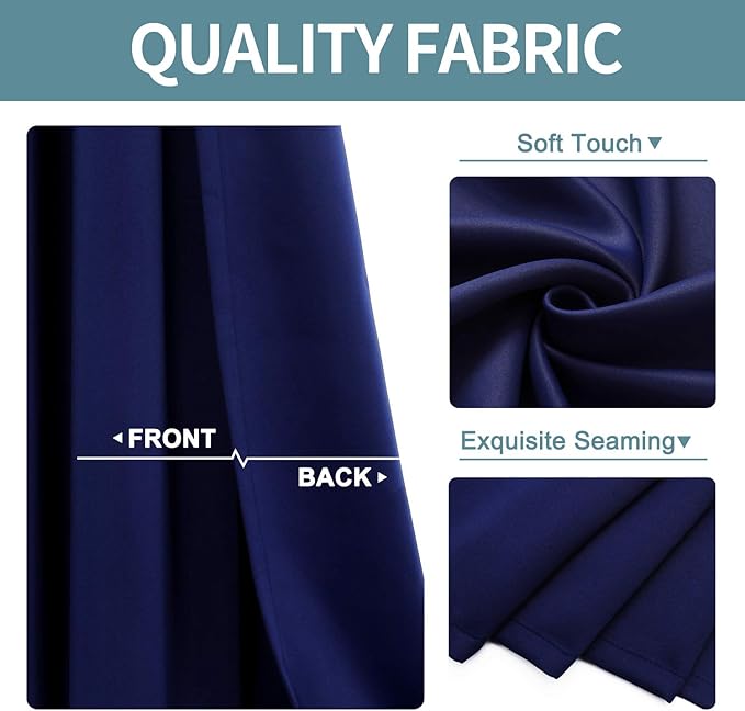 ChrisDowa Blackout Curtains 78 inches Long for Bedroom - 2 Panels Set Grommet Thermal Insulated Room Darkening Curtains for Living Room (Navy Blue, 42 x 78 Inch)