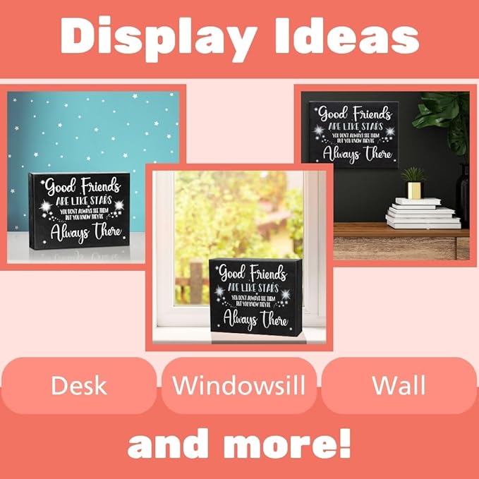 Good Friends Are Like Stars Wooden Sign – Sentimental Gift for Best Friend, Rustic Wall Hanging Decor, Friendship Keepsake, American Made, Thoughtful Birthday