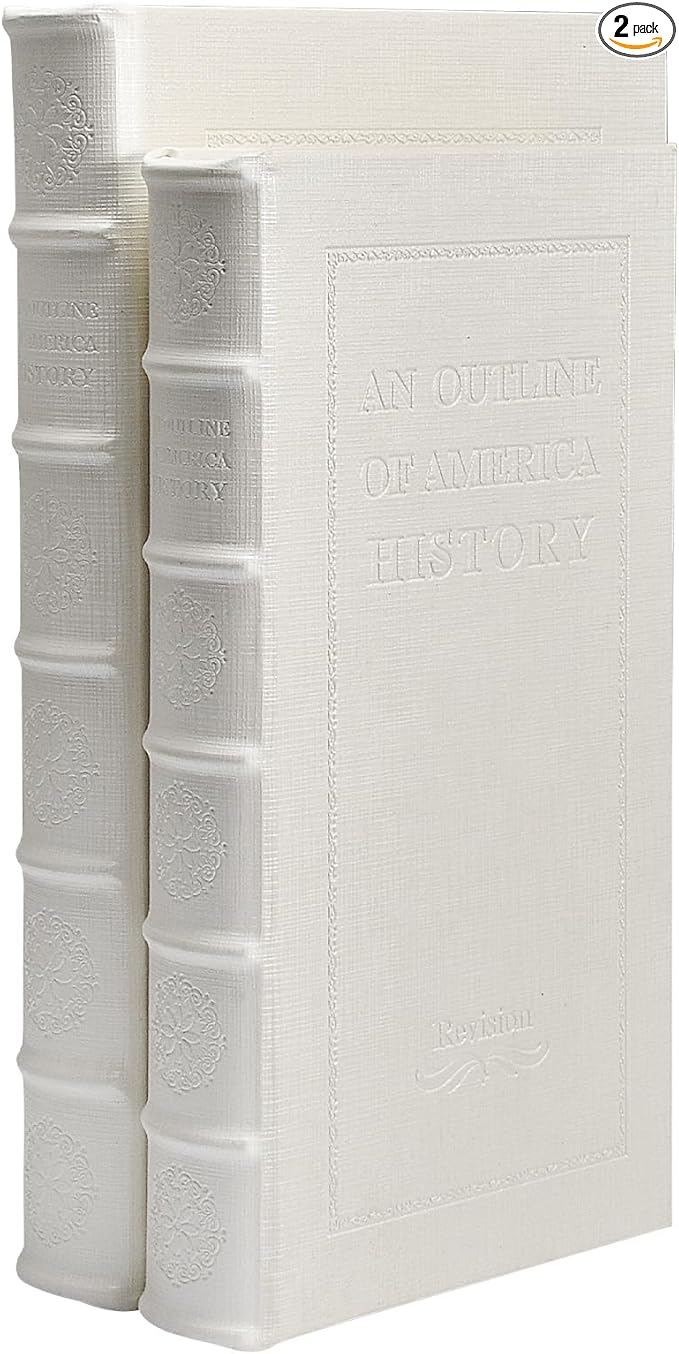 Decorative White Faux Leather Wooden Book Box for Home Decor, Cafe Table, and Bookshelf - Fashion Storage Box (YD-C105 L+S)