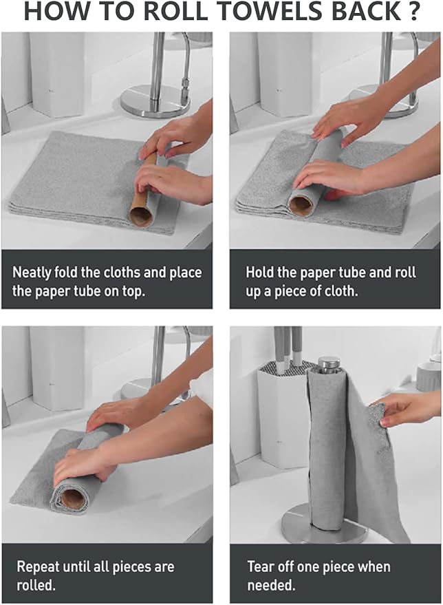 Fantasticlean Microfiber Cleaning Cloth Roll -40 Pack, Tear Away Microfiber Towels, 12" x 12", Reusable, Washable, Scratch Free, Ultra Absorbent Dish Rags for Car, Home, Garage or Shop (White)