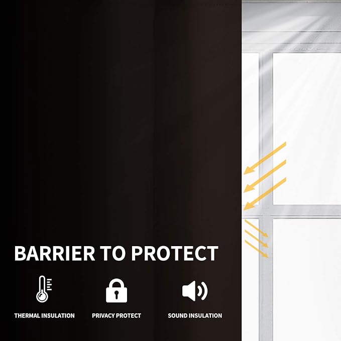 Easy-Going Blackout Curtains for Bedroom, Solid Thermal Insulated Grommet and Noise Reduction Window Drapes, Room Darkening Curtains for Living Room, 2 Panels (52x84 in,Dark Brown)