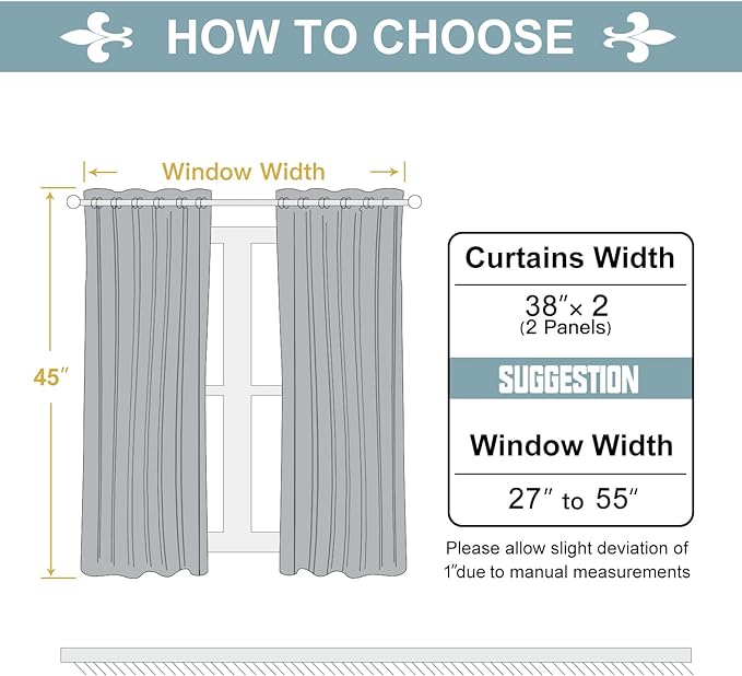 ChrisDowa Grommet Blackout Curtains for Bedroom and Living Room - 2 Panels Set Thermal Insulated Room Darkening Curtains (Black, 38W x 45L)