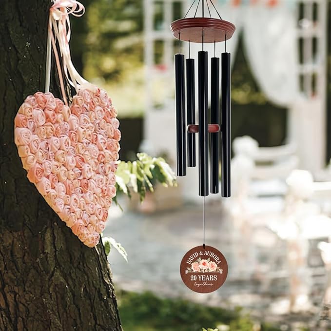 ASTARIN Personalized 20th 50th Anniversary Wind Chime, Happy Anniversary Wedding Valentine's Day Gift for Wife Husband Men Women Sister, Golden Anniversary Keepsake Decorations for Parents Couples