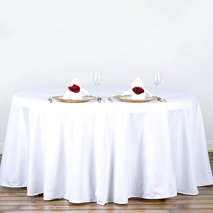 Surmente White Tablecloth for Round Tables, 90-inch Round Table Cloths for Weddings, Banquets, or Restaurants