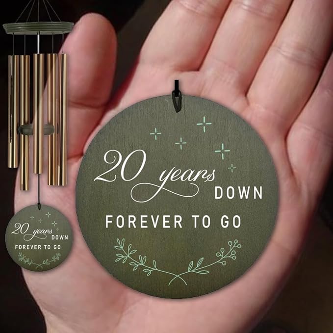 ASTARIN Personalized 20th 50th Anniversary Wind Chime, Happy Anniversary Wedding Valentine's Day Gift for Wife Husband Men Women Sister, Golden Keepsake Decorations for Parents Couples