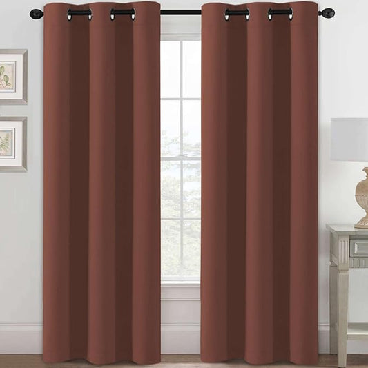 H.VERSAILTEX Blackout Curtains for Bedroom Thermal Insulated Room Darkening Living Room Curtains 84 Inch Long Grommet Privacy Protection Window Curtain Panels/Drapes for Nursery, 2 Panels, Rust