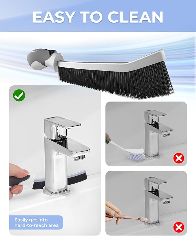 Crevice Cleaning Brushes, Scrub Brush for Hard to Reach Small Space, Home Essentials, Cleaning Supplies, Cleaning Tools for Household Use, Bathroom, Shower, Kitchen, Toilet, Window (3, Black)