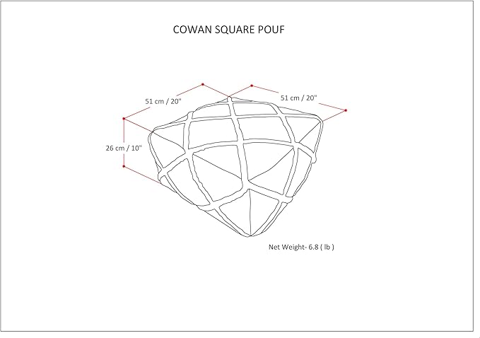 SIMPLIHOME Cowan Boho Square Pouf in Blue, Natural Handloom Woven for the Living Room, Bedroom and Kids Room