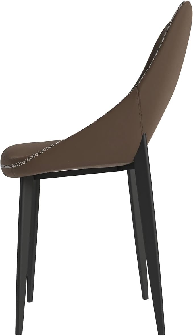 LeisureMod Amalfi Upholstered Fabric Dining Chair – Modern Side Chair with Iron Legs, Mid-Century Accent Chair for Dining Room or Kitchen