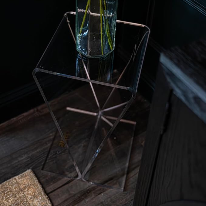 Clarte Acrylic V-Shaped End Table | Side Table for Living Room or Nighstand for Bedrooms | Premium Durable Glass-Like Design