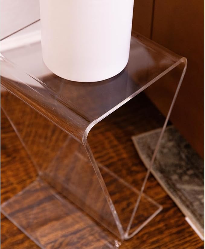 Clarte Acrylic V-Shaped End Table | Side Table for Living Room or Nighstand for Bedrooms | Premium Durable Glass-Like Design