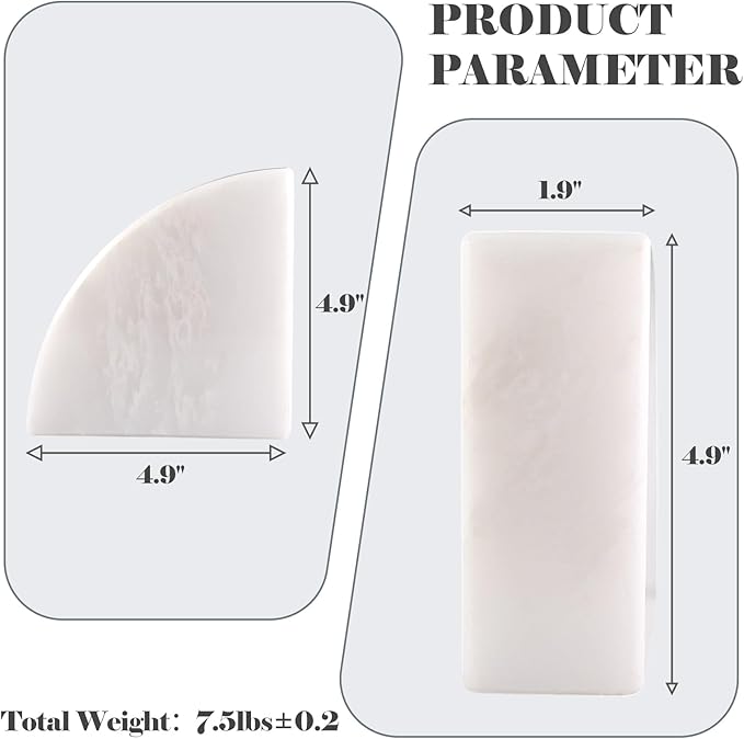 Marble Bookend for Shelves, Non-Skid Bookends for Heavy Books, Heavy Duty Book Stopper for CDs, Luxury Book Shelf Holder, Quarter Circle Design Book Ends Decorative, Namib Fantasy, Set of 2