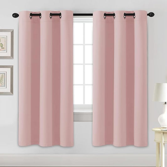 H.VERSAILTEX Blackout Curtains for Bedroom Thermal Insulated Room Darkening Living Room Curtains 72 Inch Long Grommet Privacy Protection Window Curtain Panels/Drapes for Nursery, 2 Panels, Baby Pink