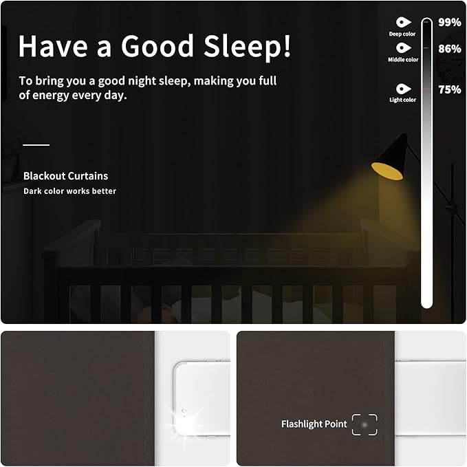 Easy-Going Blackout Curtains for Bedroom, Solid Thermal Insulated Grommet and Noise Reduction Window Drapes, Room Darkening Curtains for Living Room, 2 Panels(46x84 in, Taupe)