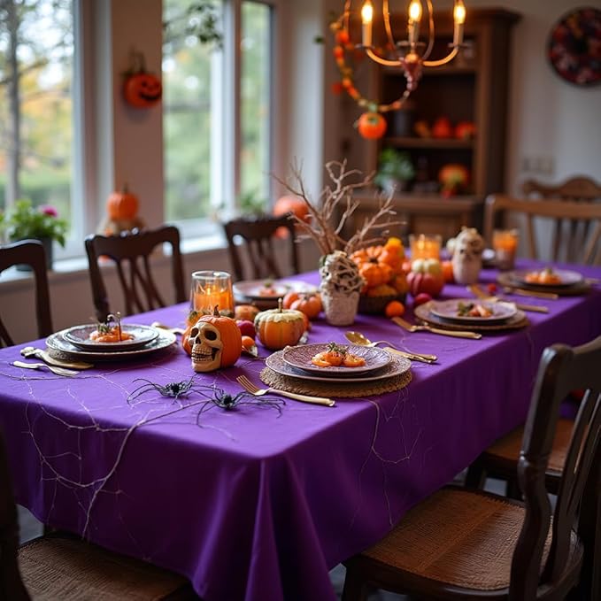 sancua Rectangle Tablecloth - 54 x 78 Inch - Stain and Wrinkle Resistant Washable Polyester Table Cloth, Decorative Fabric Table Cover for Dining Tables, Buffet Parties and Camping, Purple