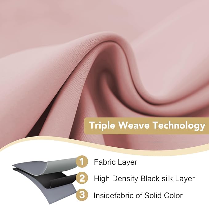 H.VERSAILTEX Blackout Window Curtain Panels Thermal Insulated Room Darkening Solid Grommet Curtains/Drapes for Bedroom Privacy Protection (Set of 2 Panels,52 by 63 Inch Long, Baby Pink)