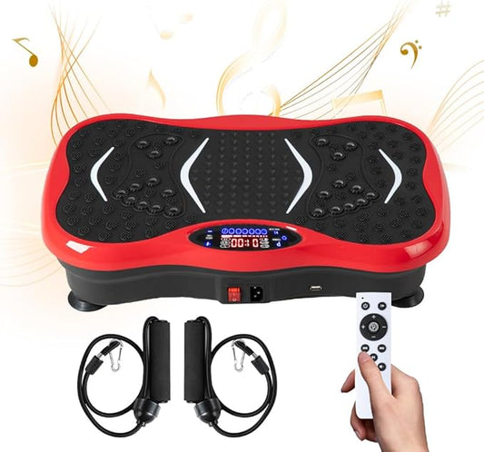 Vibration Plate Exercise Machine for Whole Body Workout - Home Fitness Vibrating Platform with Resistance Bands - Improve Circulation, Muscle Tone & Bone Density - Supports Up to 330 lbs