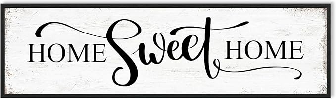 HLJ ART Home Sweet Home Wall Decor Above Bed 16"x48" Framed Large Bedroom Signs Decor for Master Family Room Living Room Dining Room,Modern Farmhouse Ructic Home Sign Behind Couch Wall Decor