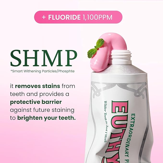 EUTHYMOL Whitening Toothpaste (3.7fl oz*2, Pack of 2) - Stain Removal in 2 Weeks, Long-Lasting Freshness for Sensitive Gum & Teeth. Bad Breath, Cavity Prevention. Recyclable Aluminum Tube