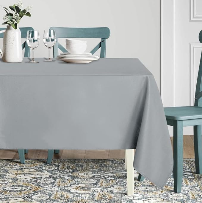 sancua Square Tablecloth - 60 x 60 Inch - Stain and Wrinkle Resistant Washable Polyester Table Cloth, Decorative Fabric Table Cover for Dining Tables, Buffet Parties and Camping, Silver Grey
