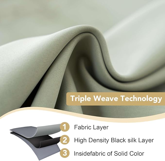 H.VERSAILTEX Premium Blackout Thermal Insulated Room Darkening Curtains for Bedroom/Living Room - Classic Grommet Top (2 Panels, Light Sage, 52 Inch by 45 Inch)