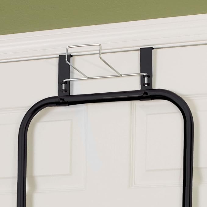 Household Essentials Over-The-Door Ironing Board with Iron Holder | Compact, Self-Closing Design with Cotton Cover and Padding | Space-Saving Ironing Board for Dorms, Apartments, and Small Spaces