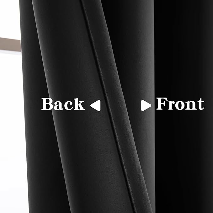 Blackout Curtains 84 Inch Length for Bedroom, Thermal Insulated Blackout Curtains 2 Panels Set, Solid Grommet Privacy Room Darkening Drapes for Living Room Windows(W52 x L84, Dark Grey)