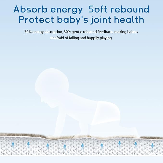 Baby Play Mat for Floor Tummy Time Mat Nursery Rug Muscle Area Rug PlayroomTatami 79"x138" Memory Foam 1.3" Thick Crawling For Babies,Toddlers, Infants, Kids,Floor(Brown)