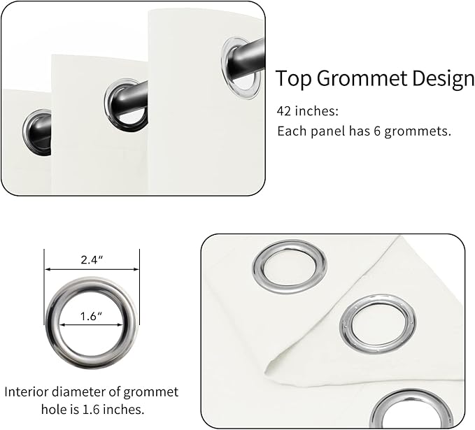 Easy-Going Blackout Curtains for Bedroom, Solid Thermal Insulated Grommet and Noise Reduction Window Drapes, Room Darkening Curtains for Living Room, 2 Panels (42x54 in, Ivory)