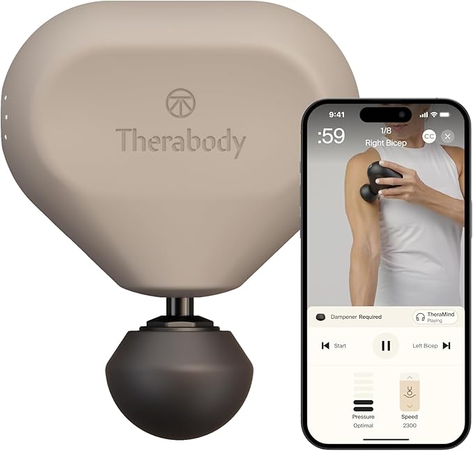 TheraGun Mini (3rd Generation) by Therabody – Ultra-Portable Massage Gun and Travel Essential for Fast, Effective Pain and Tension Relief Anywhere (Oat)