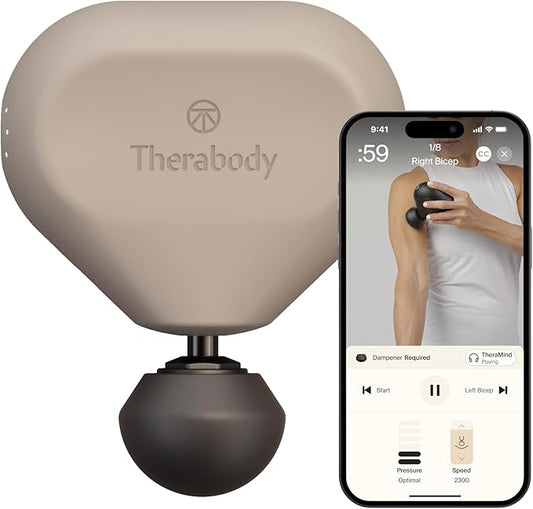 TheraGun Mini (3rd Generation) by Therabody – Ultra-Portable Massage Gun and Travel Essential for Fast, Effective Pain and Tension Relief Anywhere (Oat)